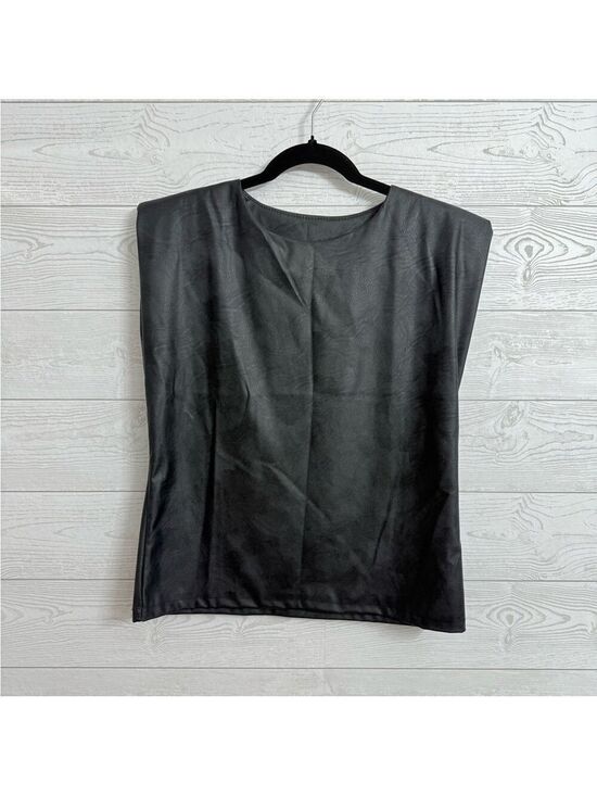 Venti 6 Tops - Venti 6 Women’s Black Sleeveless Faux Leather Boxy Top. Size M